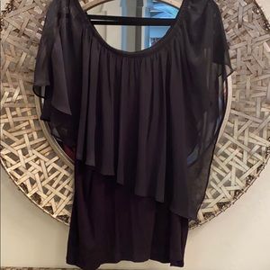 Black flutter sleeve blouse